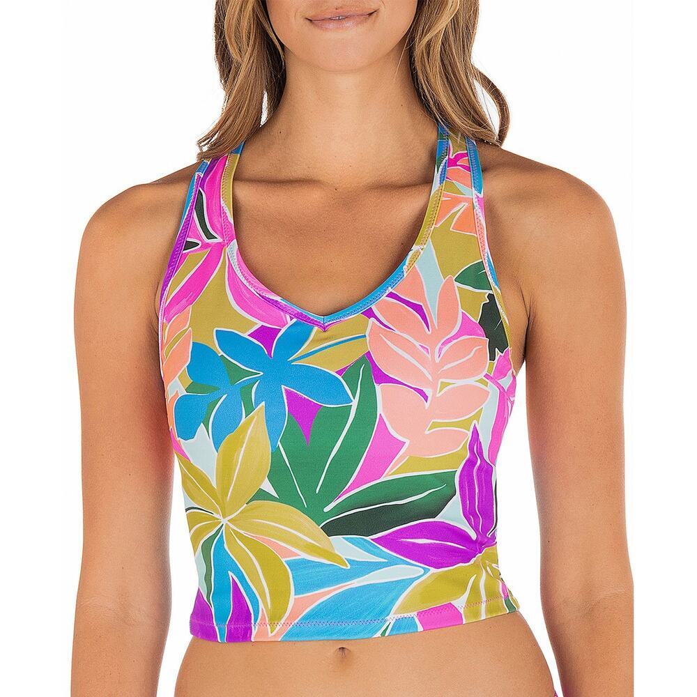 Hurley Juniors Mas Isla Racerback Tankini Top Tropical Floral Violet NWT Size XS